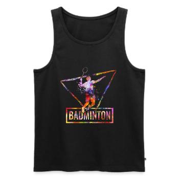 Badminton - Männer Premium Bio Tank Top - Schwarz - Vorne - Michal (187cm)