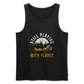 plane - Men's Premium Organic Tank Top - charcoal grey - Front - Alexander (188cm)