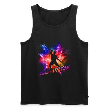 badminton - Men's Premium Organic Tank Top - black - Front - AI Model Male 178 light (178cm)