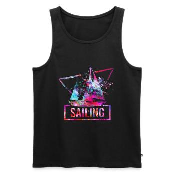 sailing - Men's Premium Organic Tank Top - black - Front - AI Model Male 178 light (178cm)