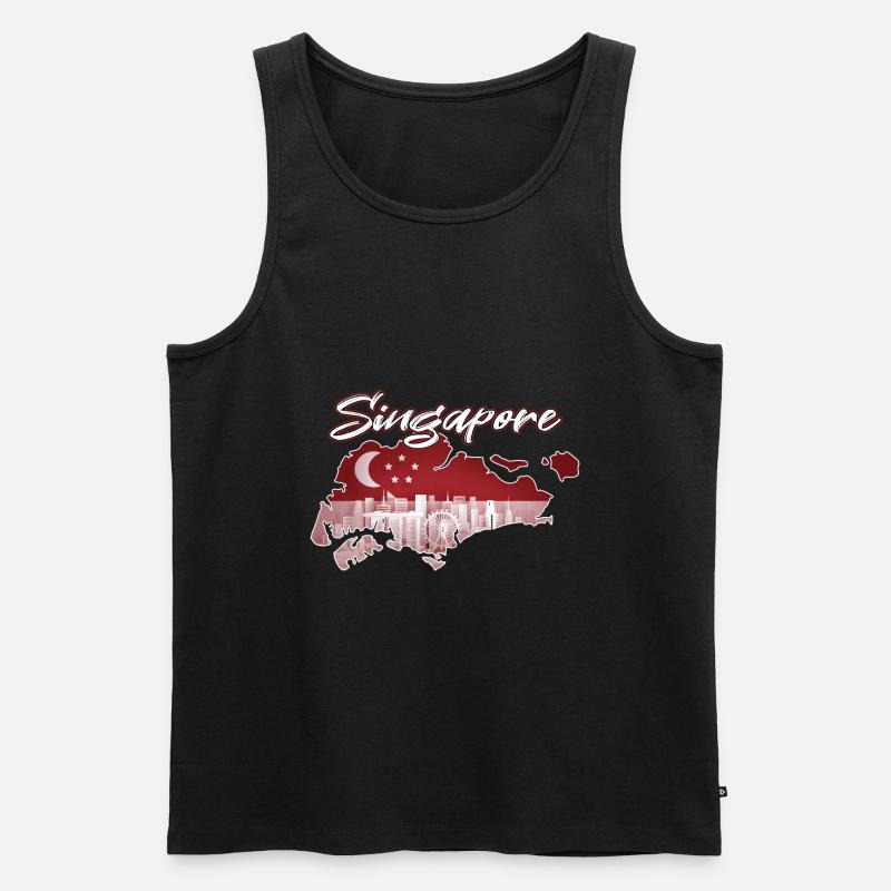 Singapur - Männer Premium Bio Tank Top - Schwarz