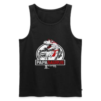 Papasaurus Vatertag Dinosaurier T-Rex Geschenkidee - Männer Premium Bio Tank Top - Schwarz - Vorne - AI Model Male 178 light (178cm)