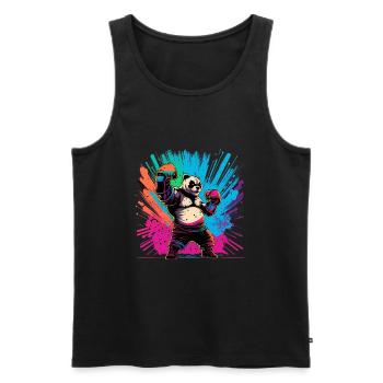 Cool coloré Panda Boxer MMA Arts Martiaux - Débardeur bio Premium Homme - noir - Devant - Michal (187cm)