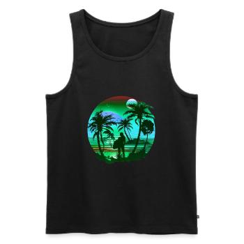 Retro Palms Soleil Vacances Eté - Débardeur bio Premium Homme - noir - Devant - AI Model Male 178 light (178cm)