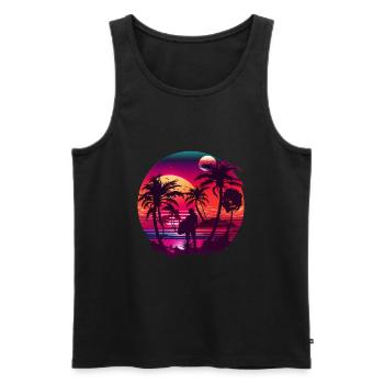 Palmiers rétro soleil vacances été - Débardeur bio Premium Homme - noir - Devant - AI Model Male 178 light (178cm)