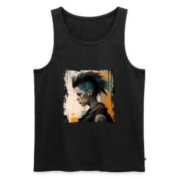 Tattoo Punk Rock Girl Punkrock Gothic - Männer Premium Bio Tank Top - Schwarz - Vorne - AI Model Male 178 light (178cm)