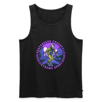 Cool Skull Skeleton Skateboard Skater - Men's Premium Organic Tank Top - black - Front - Michal (187cm)