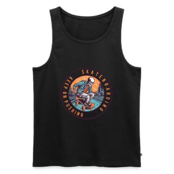 Skull Skeleton Skateboard Skater - Men's Premium Organic Tank Top - black - Front - AI Model Male 178 light (178cm)