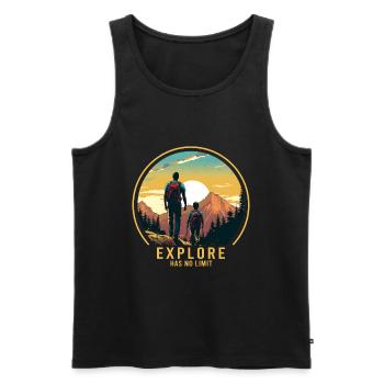 Hiking Walker Father and Son Father's Day Gift - Men's Premium Organic Tank Top - black - Front - Michal (187cm)