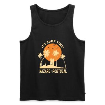 Nazare Portugal c’est le temps du surf surfeur surfeur - Débardeur bio Premium Homme - noir - Devant - Michal (187cm)