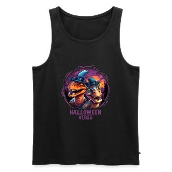 Halloween Vibes Dinosaur Velociraptor Dino - Men's Premium Organic Tank Top - black - Front - Michal (187cm)