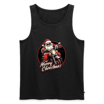Motard Père Noël Père Noël Moto - Débardeur bio Premium Homme - noir - Devant - Michal (187cm)