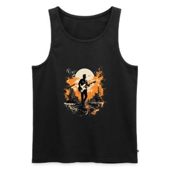 Guitariste Guitare Guitariste Joueur De Guitare Cadeau - Débardeur bio Premium Homme - noir - Devant - Michal (187cm)