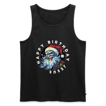 Ugly Christmas Happy Birthday Jesus Weihnachten - Männer Premium Bio Tank Top - Schwarz - Vorne - Michal (187cm)