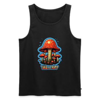 Take A Trip Toadstool Mushroom Mushroom Picker - Men's Premium Organic Tank Top - black - Front - AI Model Male 178 light (178cm)
