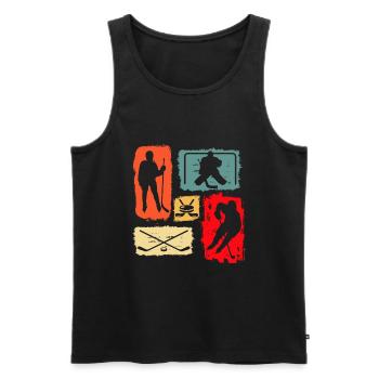 Eishockey Spieler Torwart Retro Vintage - Männer Premium Bio Tank Top - Schwarz - Vorne - Michal (187cm)