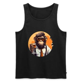 Singe cool avec boisson Drôle d’animaux chimpanzé - Débardeur bio Premium Homme - noir - Devant - Michal (187cm)