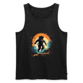 Abstrait Astronaute Planète Espace - Débardeur bio Premium Homme - noir - Devant - Michal (187cm)