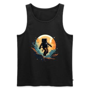 Abstrait Astronaute Planète Espace - Débardeur bio Premium Homme - noir - Devant - Michal (187cm)