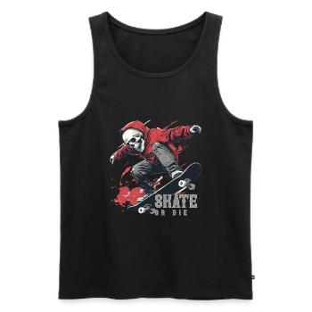 Skeleton Skull Skater Skateboarder Skateboard - Men's Premium Organic Tank Top - black - Front - AI Model Male 178 light (178cm)
