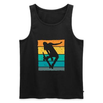 Retro Skaterin Skater Skateboarder Skateboard - Men's Premium Organic Tank Top - black - Front - Michal (187cm)
