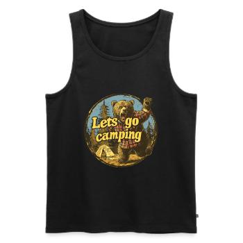Lets Go Camping Bear - Men's Premium Organic Tank Top - black - Front - AI Model Male 178 light (178cm)