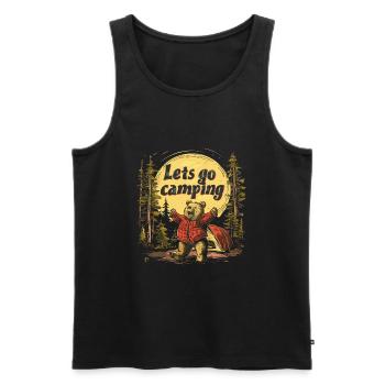Lets Go Camping Bear - Men's Premium Organic Tank Top - black - Front - AI Model Male 178 light (178cm)