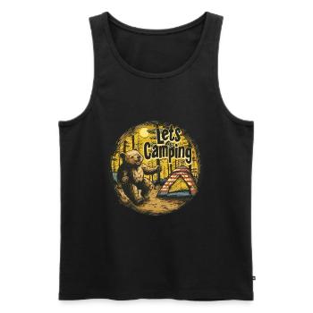 Lets Go Camping Bear - Men's Premium Organic Tank Top - black - Front - AI Model Male 178 light (178cm)