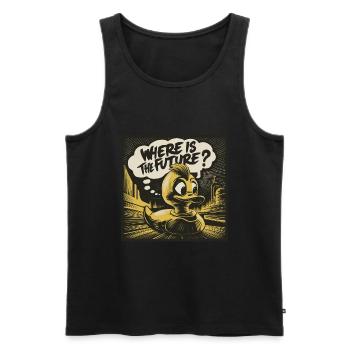 Thoughtful Yellow Plastic Duck Duck - Men's Premium Organic Tank Top - black - Front - AI Model Male 178 light (178cm)