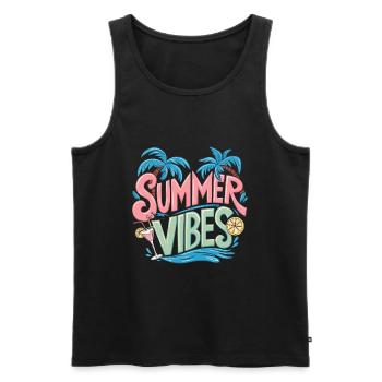 Summer Vibes Sun Holiday Palm Trees - Men's Premium Organic Tank Top - black - Front - Michal (187cm)