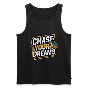 RV Caravan Saying Chase Your Dreams Holiday - Men's Premium Organic Tank Top - black - Front - AI Model Male 178 light (178cm)