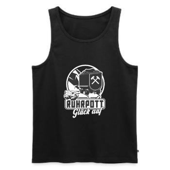 Ruhrpott Glück Auf Lore Bergbau Bergarbeiter - Männer Premium Bio Tank Top - Schwarz - Vorne - AI Model Male 178 light (178cm)