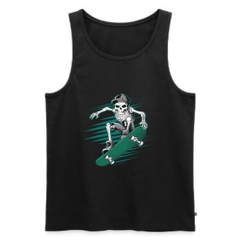 Skeleton Skull Skater Skateboarder Skateboarder - Men's Premium Organic Tank Top - black - Front - AI Model Male 178 light (178cm)