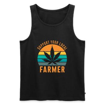 Support Your Local Farmer Retro Marihuana Cannabis - Männer Premium Bio Tank Top - Schwarz - Vorne - AI Model Male 178 light (178cm)