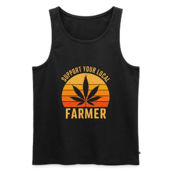 Support Your Local Farmer Retro Marijuana Cannabis - Men's Premium Organic Tank Top - black - Front - AI Model Male 178 light (178cm)