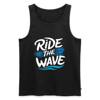Ride the wave Surfen Surfbrett Sommer Urlaub - Männer Premium Bio Tank Top - Schwarz - Vorne - AI Model Male 178 light (178cm)