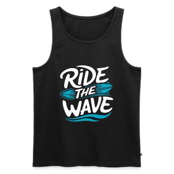 Ride the wave Surfen Surfbrett Sommer Urlaub - Männer Premium Bio Tank Top - Schwarz - Vorne - AI Model Male 178 light (178cm)