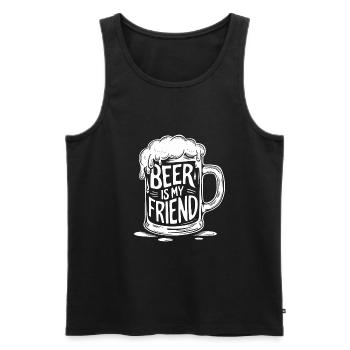 Beer Beer Mug Saying Beer is my Friend - Men's Premium Organic Tank Top - black - Front - Michal (187cm)