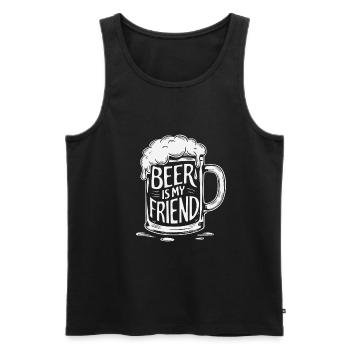 Bier Bierkrug Spruch Beer is my Friend - Männer Premium Bio Tank Top - Schwarz - Vorne - AI Model Male 178 light (178cm)