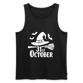 Citation du dicton d’Halloween 31 octobre - Débardeur bio Premium Homme - noir - Devant - AI Model Male 178 light (178cm)
