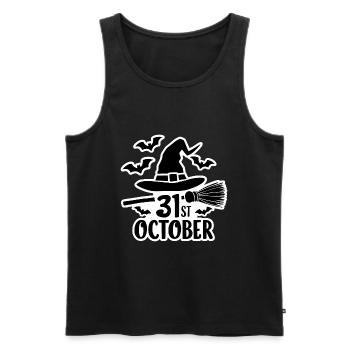 31 octobre Halloween Dicton Citation - Débardeur bio Premium Homme - noir - Devant - AI Model Male 178 light (178cm)