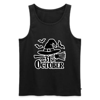 31 octobre Halloween Dicton Citation - Débardeur bio Premium Homme - noir - Devant - AI Model Male 178 light (178cm)