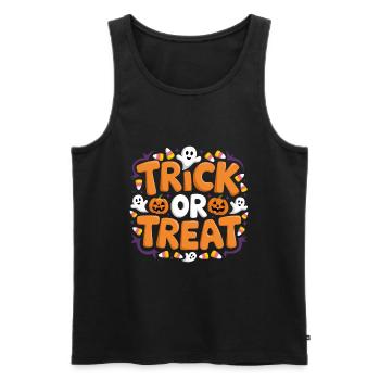 Trick or Treat - Men's Premium Organic Tank Top - black - Front - AI Model Male 178 light (178cm)