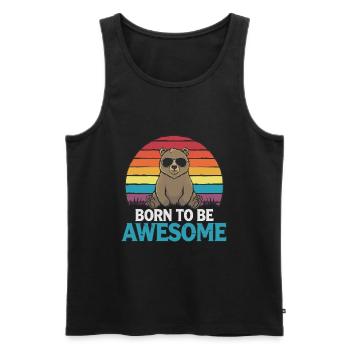 Teddy Bär Spruch Born to be Awesome - Männer Premium Bio Tank Top - Schwarz - Vorne - AI Model Male 178 light (178cm)