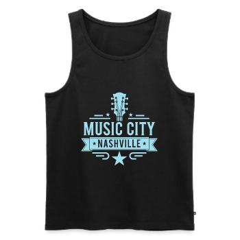 Music City Nashville Guitar Tennessee - Men's Premium Organic Tank Top - black - Front - AI Model Male 178 light (178cm)