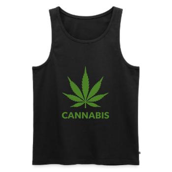 Cannabis Hemp Leaf Statement Green Look - Men's Premium Organic Tank Top - black - Front - Michal (187cm)