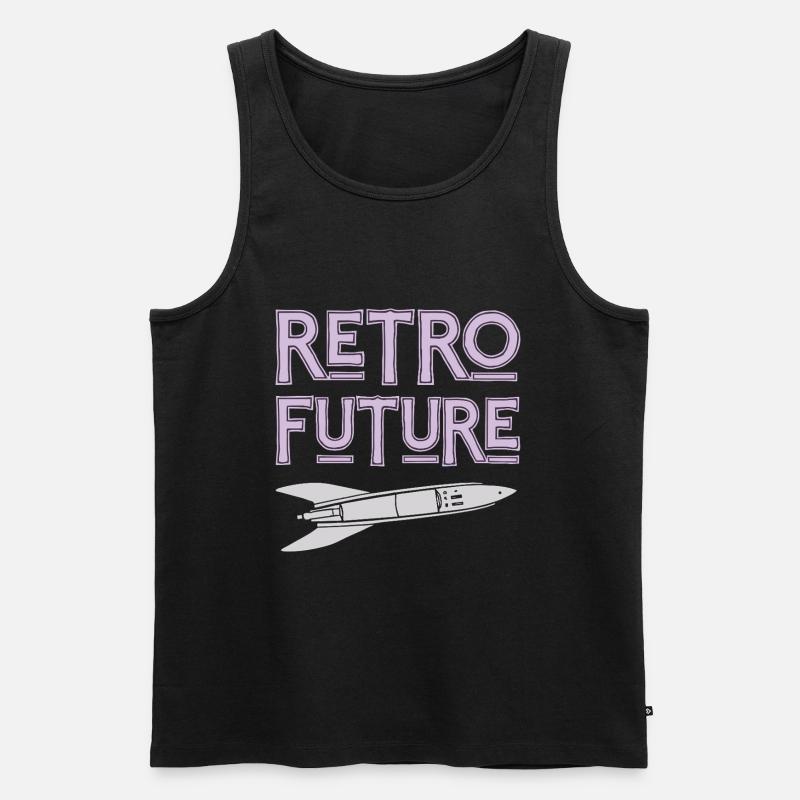 Retro Future Rakete Nostalgie - Männer Premium Bio Tank Top - Schwarz