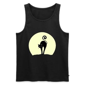 schwarze Katze bei Vollmond - Männer Premium Bio Tank Top - Schwarz - Vorne - AI Model Male 178 light (178cm)