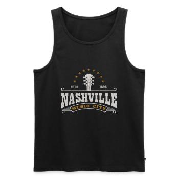 Nashville Music City Tennessee Guitare ÉTATS-UNIS Amérique - Débardeur bio Premium Homme - noir - Devant - Michal (187cm)