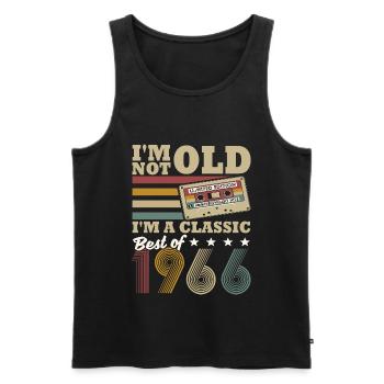 Vintage 1966 born birthday saying - Men's Premium Organic Tank Top - black - Front - Michal (187cm)